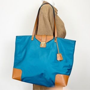 Tory Burch Brown and Blue Tote Bag